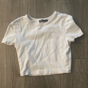 Zara White Crop T Shirt